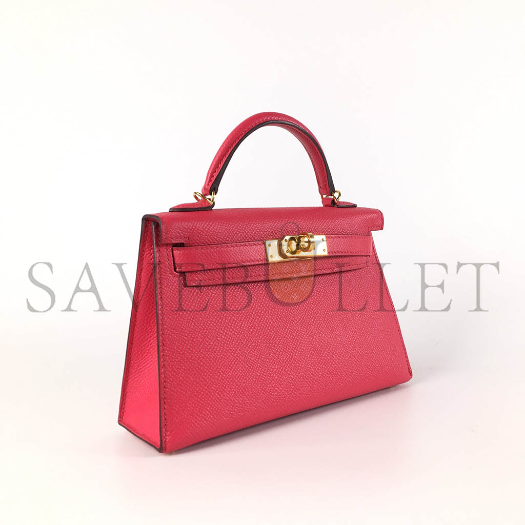 HERMÈS MINI KELLY II EPSOM PINK GOLD BUCKLE (19*12*5.5cm)